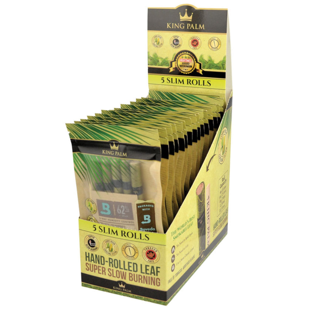 King Palm Natural Pre-Rolled Leaf Wraps | 5PK Slim | 15pc Display
