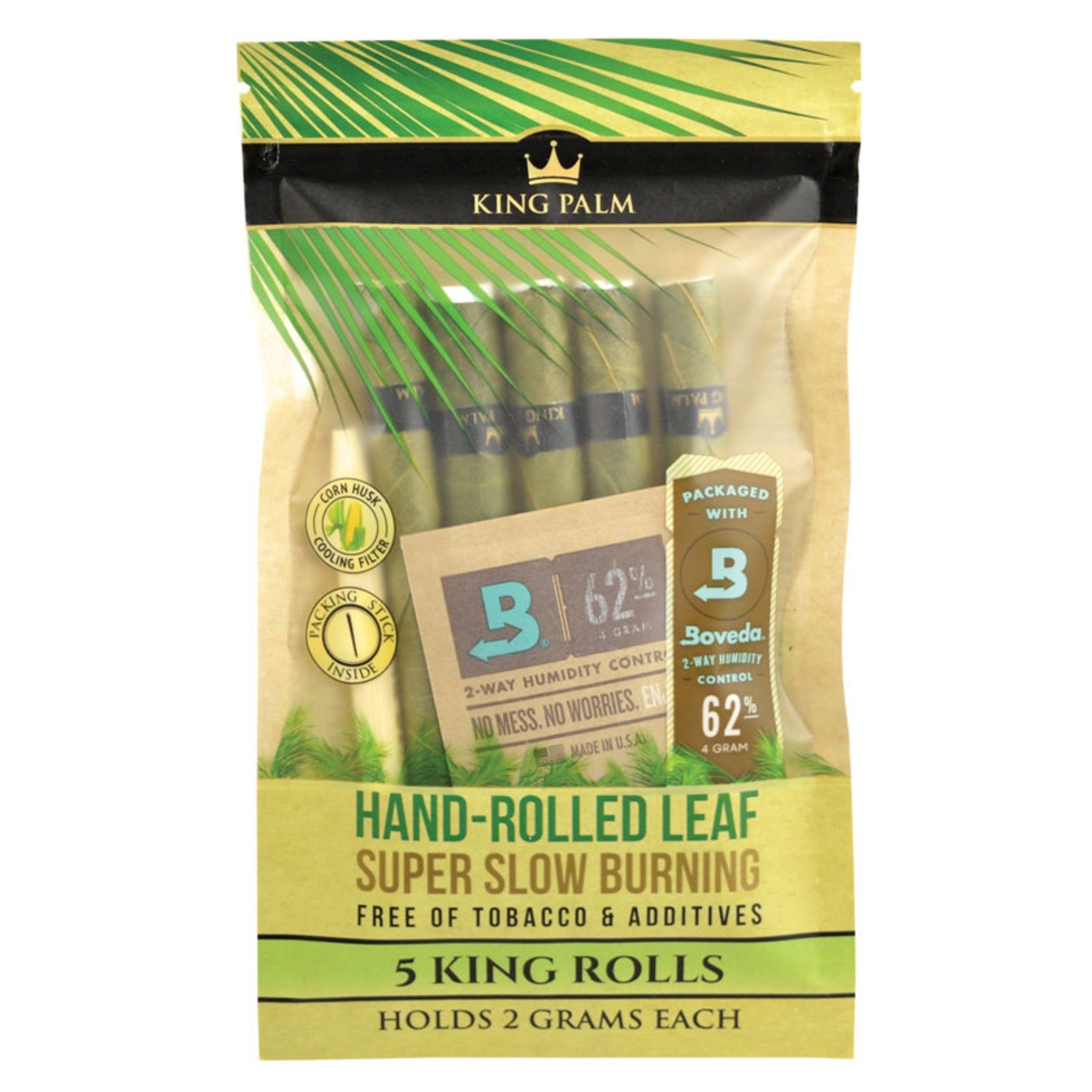 King Palm Natural Pre-Rolled Leaf Wraps | 5PK King Size | 15pc Display