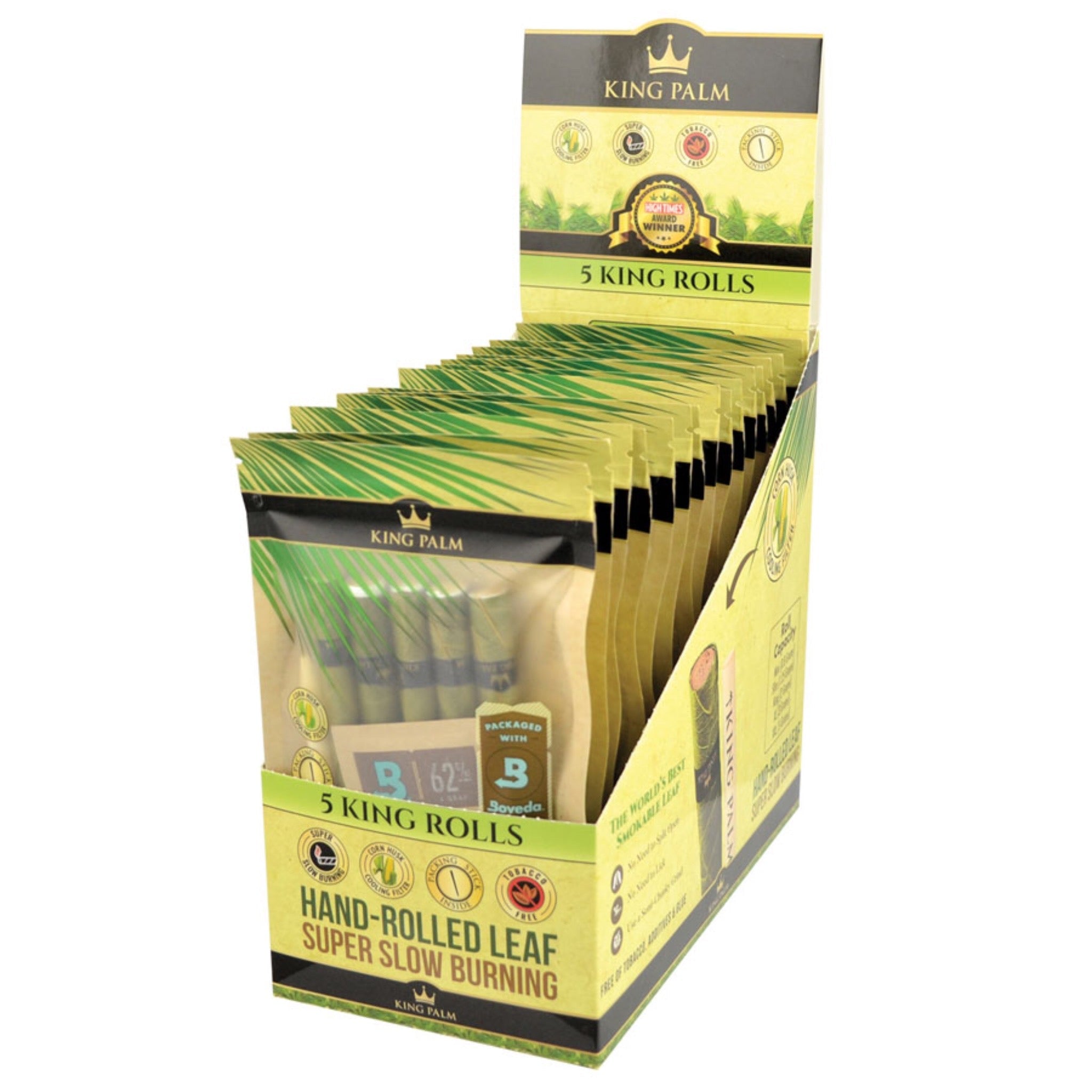King Palm Natural Pre-Rolled Leaf Wraps | 5PK King Size | 15pc Display