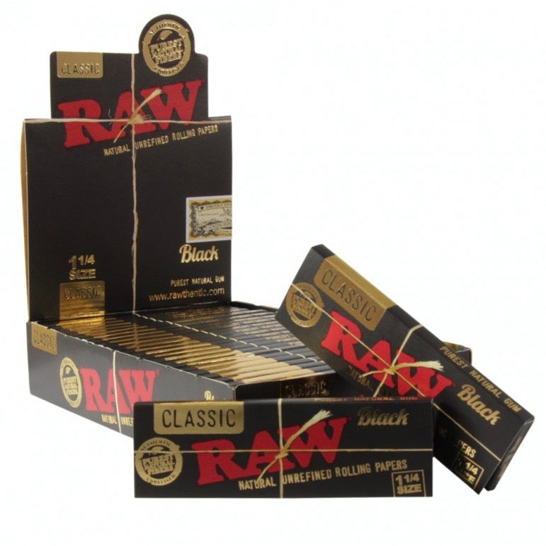 Raw® Classic Black 1.25” Rolling Papers | 24ct Display