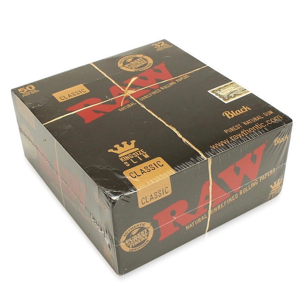 Raw® Classic Black King Slim Rolling Papers | 50ct Display