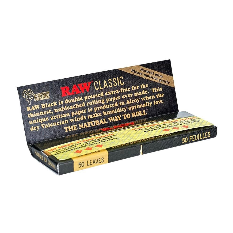Raw® Classic Black 1.25” Rolling Papers | 24ct Display