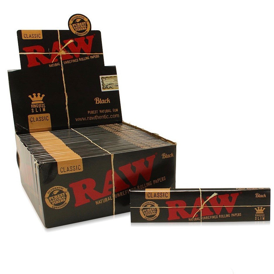 Raw® Classic Black King Slim Rolling Papers | 50ct Display