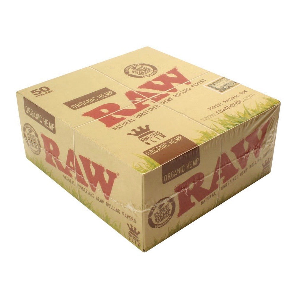 Raw® Organic Hemp King Slim Rolling Papers | 50ct Display